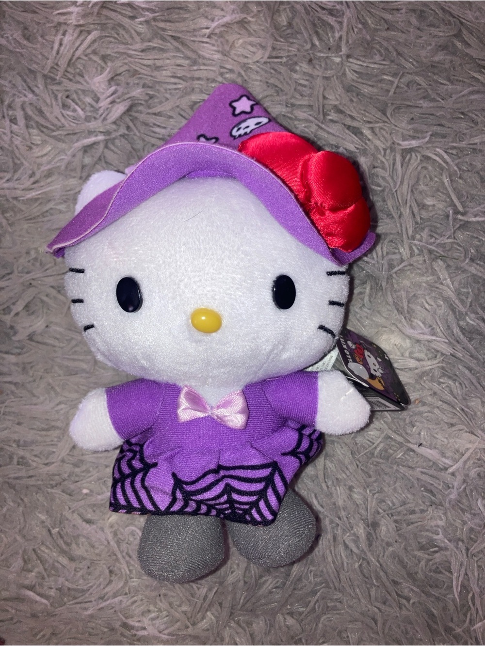 Hello Kitty Purple Outfit Plush with Red Bow